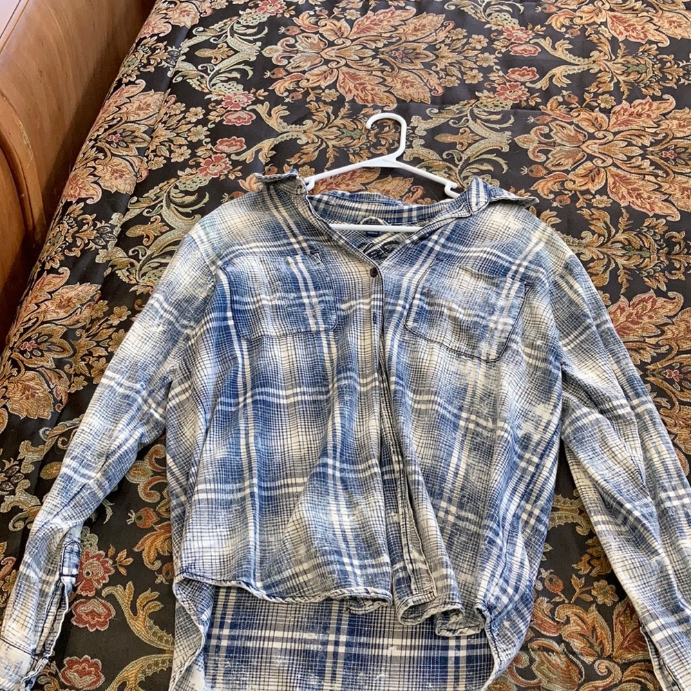 Faux denim button up